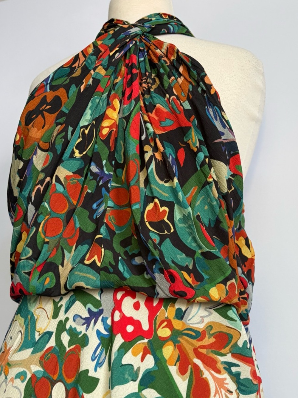 NWT Anthropologie BI-nk Elainne Halter Silky Floral Maxi Dress, XL - Picture 12 of 14